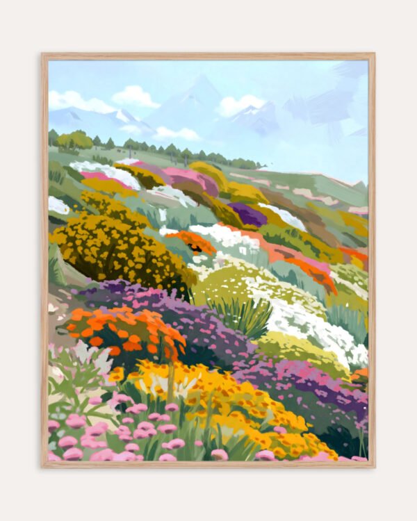 Botanical floral meadow garden nature painterly fine art print titled “Bloomscape” by 83 Oranges Uma Gokhale for contemporary interiors