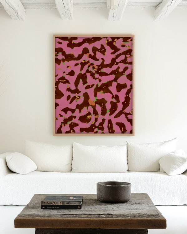 Abstract Camo painterly fine art print titled “Cocoa Bloom” by 83 Oranges/Uma Gokhale for contemporary interiors