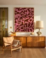 Abstract Camo painterly fine art print titled “Cocoa Bloom” by 83 Oranges/Uma Gokhale for contemporary interiors