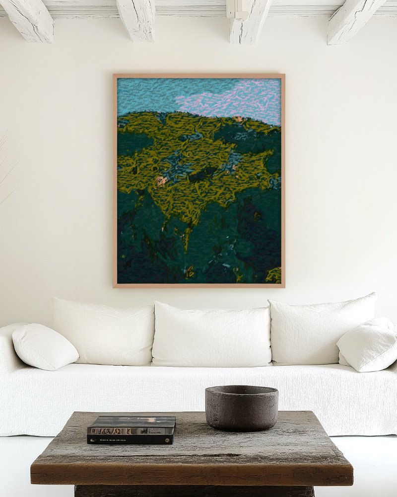 Abstract rich color nature landscape painterly fine art print titled “Interwoven Earth” by 83 Oranges/Uma Gokhale for contemporary Scandinavian Nordic interiors Abstract rich color nature landscape painterly fine art print titled “Interwoven Earth” by 83 Oranges/Uma Gokhale for contemporary Scandinavian Nordic interiors