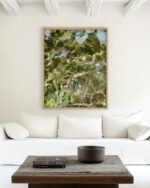 Abstract nature landscape lake painterly fine art print titled “Dappled Sanctuary” by 83 Oranges/Uma Gokhale for contemporary Scandinavian Nordic interiors