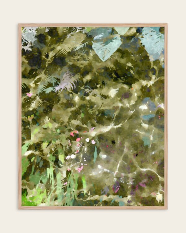 Abstract nature landscape lake painterly fine art print titled “Dappled Sanctuary” by 83 Oranges/Uma Gokhale for contemporary Scandinavian Nordic interiors