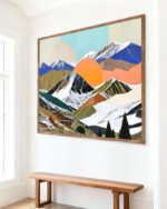 Abstract photography collage digital fine art print titled “Two Suns rising” by 83 Oranges/Uma Gokhale for contemporary Scandinavian Nordic interiors