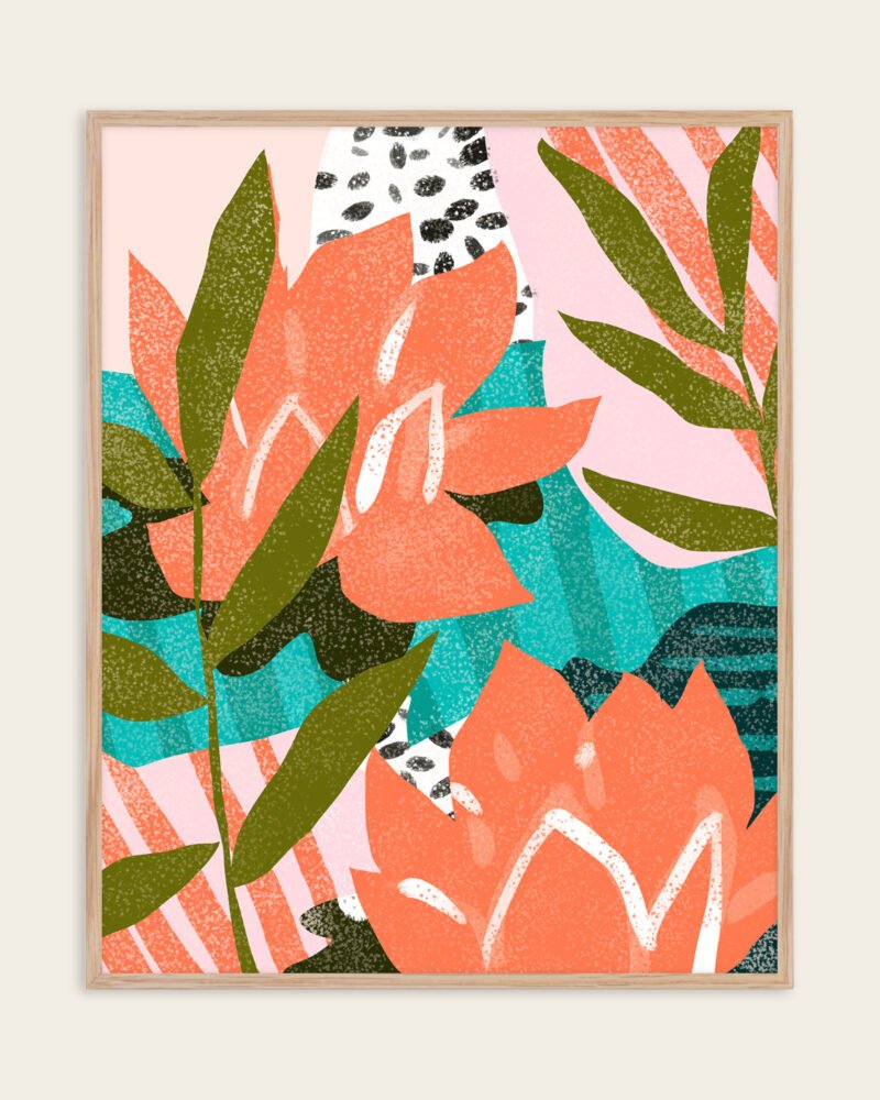 Abstract rich color nature floral painterly fine art print titled “If I had a flower for every time..” by 83 Oranges/Uma Gokhale for contemporary Scandinavian Nordic interiors
