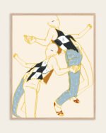 Figurative abstract line drawing minimal fine art print titled “Music is my partner” by Uma Gokhale for contemporary interiors