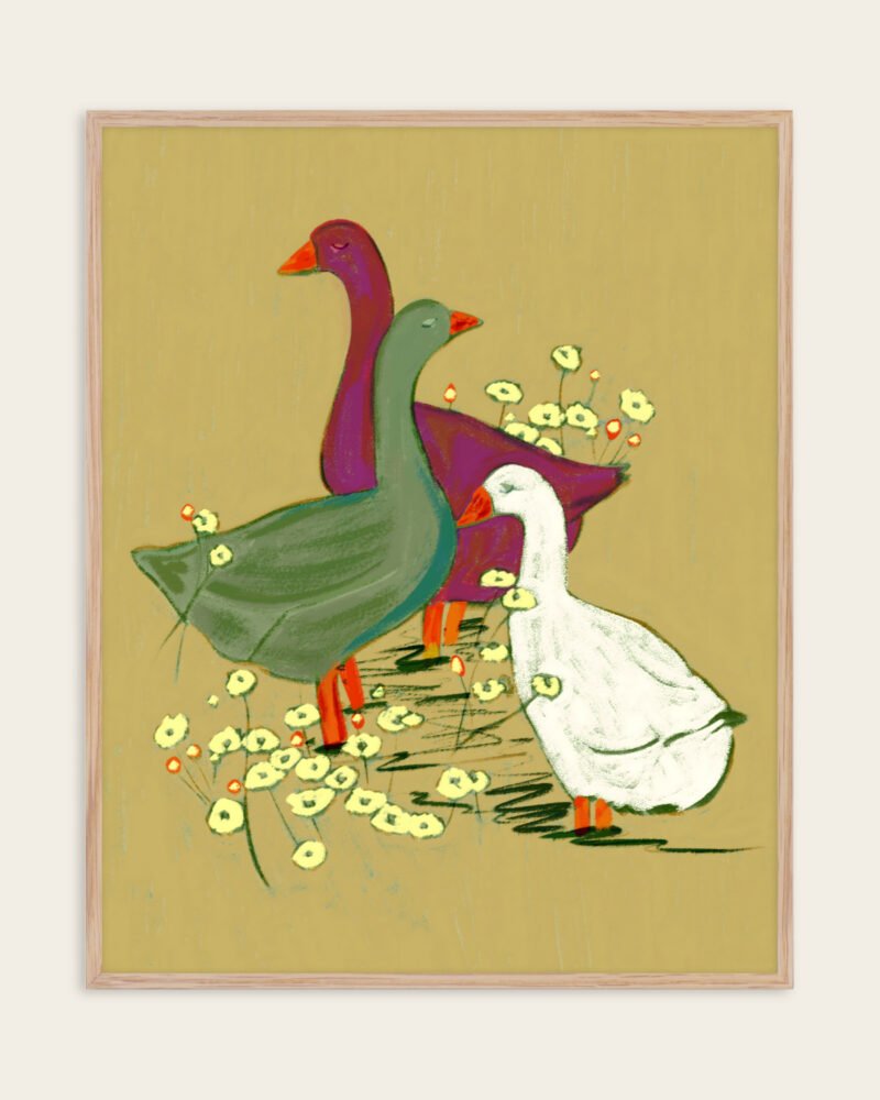 Goose ducks farm animals painterly organic fine art print titled “They had other plans” by 83 Oranges/Uma Gokhale for contemporary eclectic interiors Goose ducks farm animals painterly organic fine art print titled “They had other plans” by 83 Oranges/Uma Gokhale for contemporary eclectic interiors